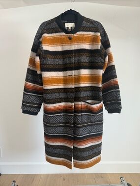 The Great. Striped Wool Blend Coat | Size 1 | Southwestern Blanket Coat